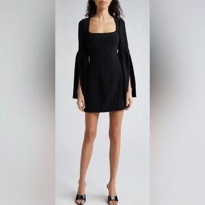 NWOT Cinq à Sept Jace Split Bell Long Sleeve Black Mini Minidress Sz 0